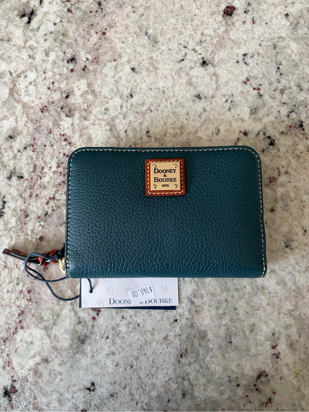 Dooney & Bourke Teal Leather Zip-Around Wallet/Clutch NWT